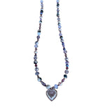 Frosty Heart Necklace with Purple Mixed Stones