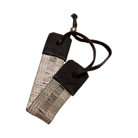 Liquid Sterling Silver Beaded Bracelet | Black Leather | Handcrafted Artisan Jewely