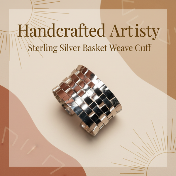 Sterling Silver Basket Weave Cuff Social Media Graphic