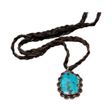 Vintage Turquoise & Sterling Silver Pendant Necklace - Repurposed Estate Jewelry