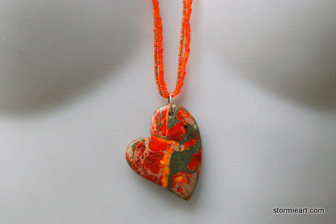 Orange Heart Necklace