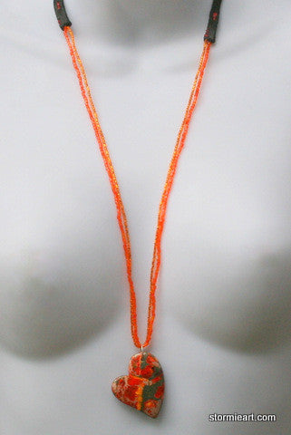 Orange Heart Necklace