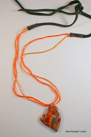 Orange Heart Necklace