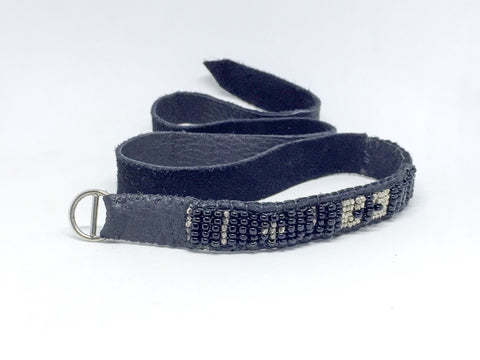 Black Cross Leather Bracelet