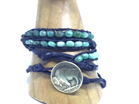 Emerald Bison Button Wrap Bracelet