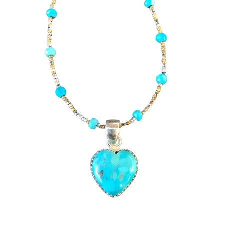 Baby Blue Turquoise Heart Necklace