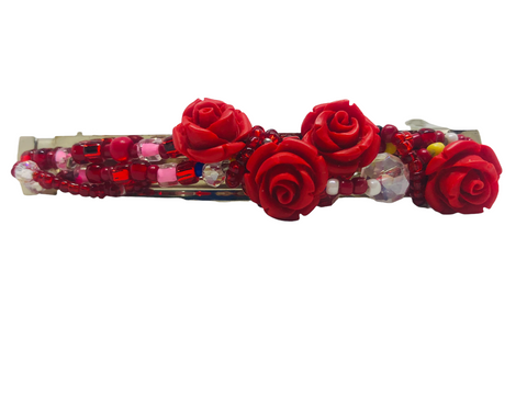 Rose Beaded Hair Barrette