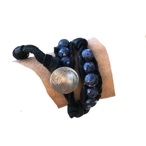 sapphire leather wrap bracelet