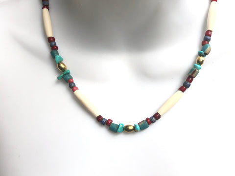 Medium Brass Trade Bead Necklace 22 inches
