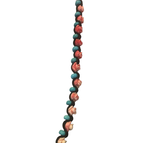 Rose's and Turquoise Zigzag Hatband