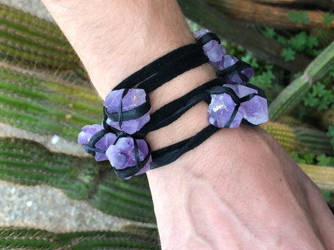 Amethyst Leather Bracelet