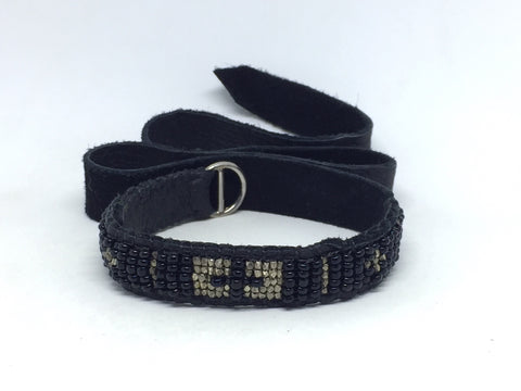 Black Cross Leather Bracelet