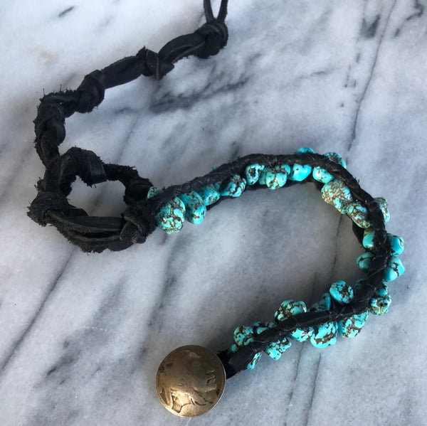 Indian Head Button Wrap Bracelet