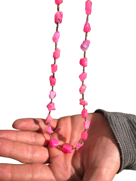 Raw Pink Opal Necklace