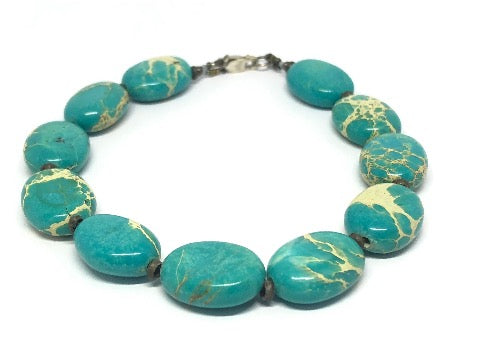 Oval Shape Sediment Jasper Bracelet