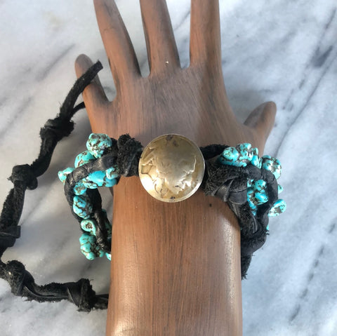 Indian Head Button Wrap Bracelet