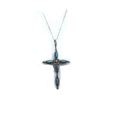 Reversible Turquoise Coral Cross Necklace