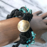 Indian Head Button Wrap Bracelet